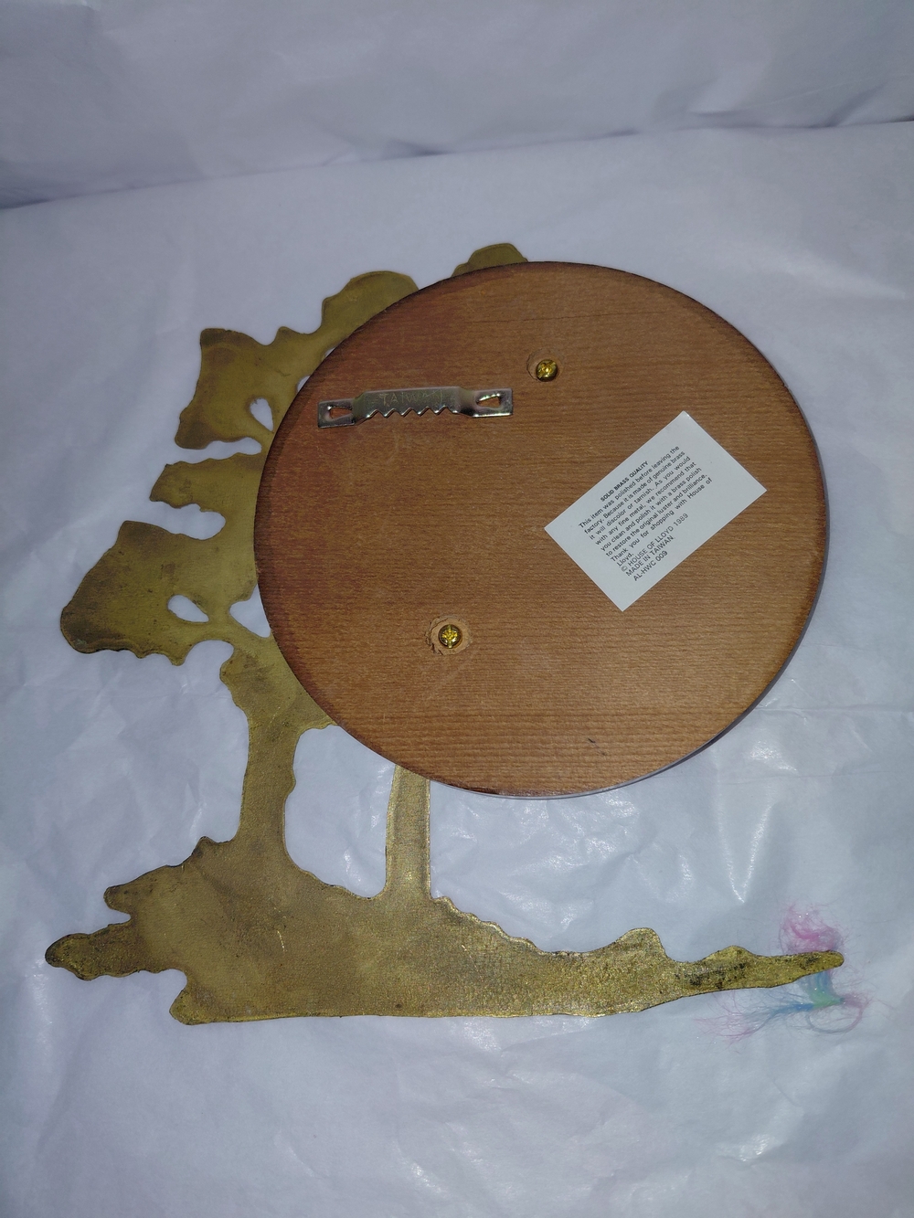 1989 House of Lloyd 7" wall plaque solid brass bonsai tree wood Sun Background - Picture 2 of 5